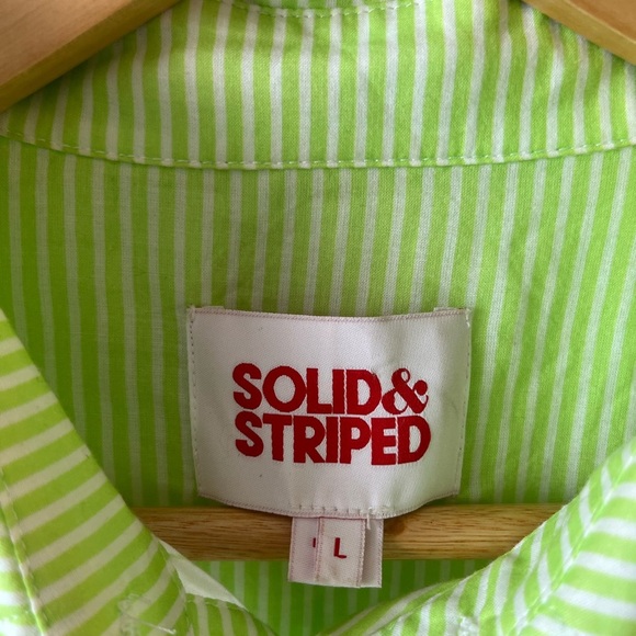 Solid & Striped 100 % Cotton Green Striped Shirt Large - Picture 3 of 11